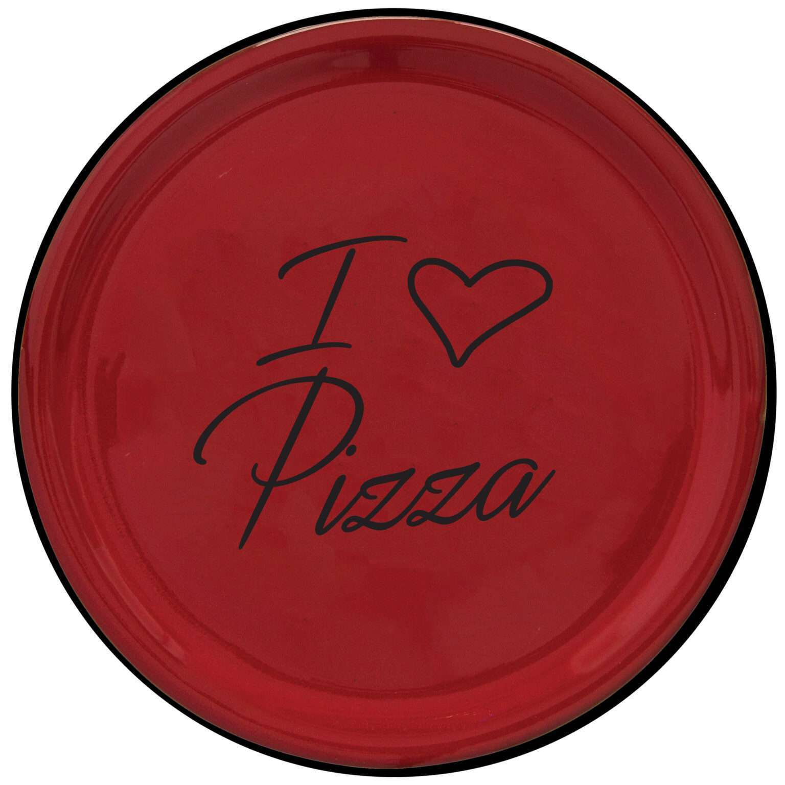 BLACK PIZZA PLATE “I ❤ PIZZA” - Red